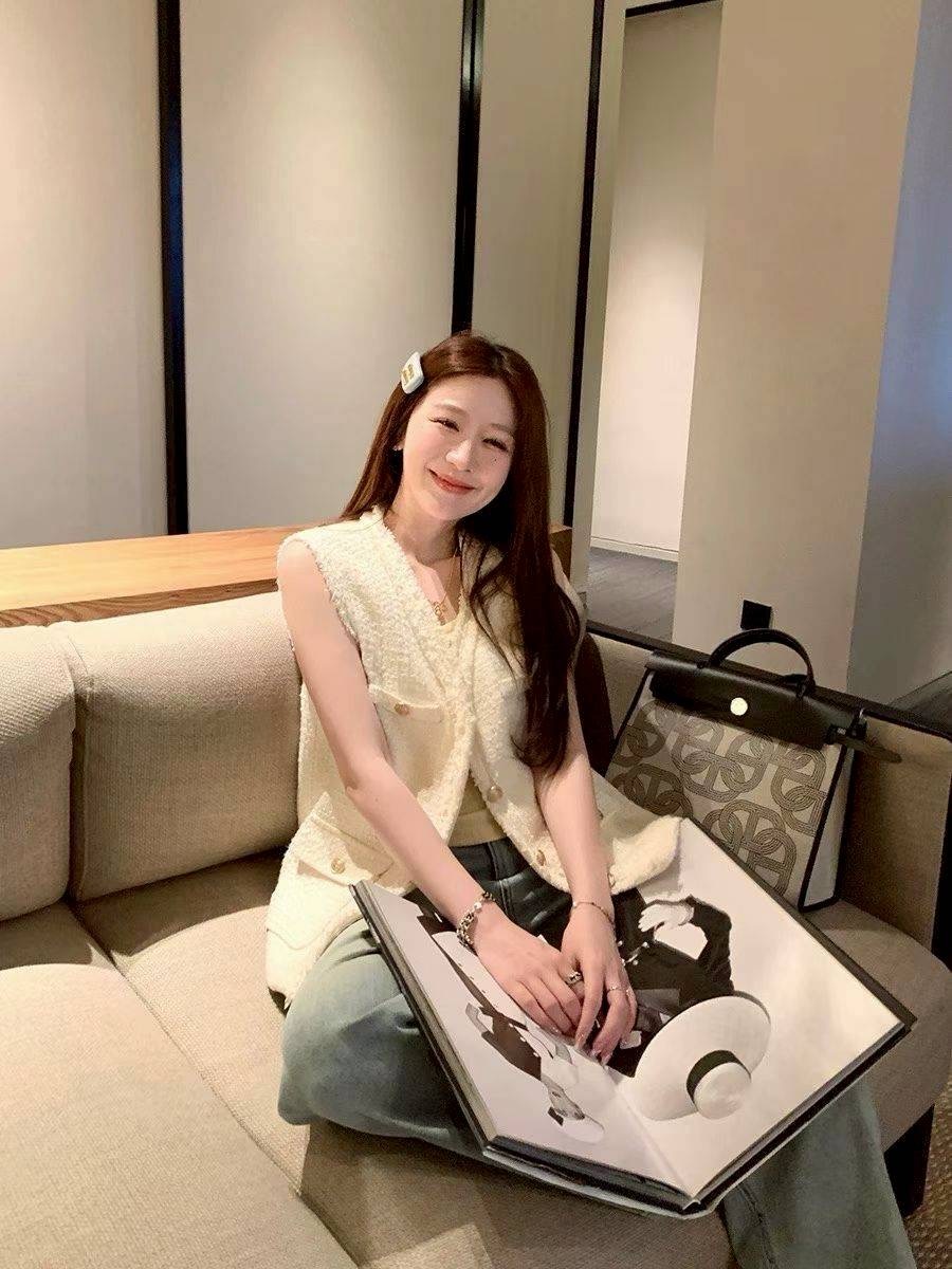 【現貨】香風粗花呢背心 金釦設計 氣質百搭外搭