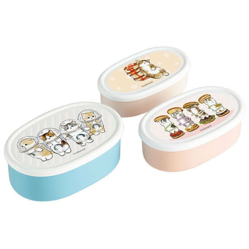 Mofusand 貓福珊迪 - 日本製 Skater 微波爐午餐盒 食物盒 (一套三個) [平行進口]