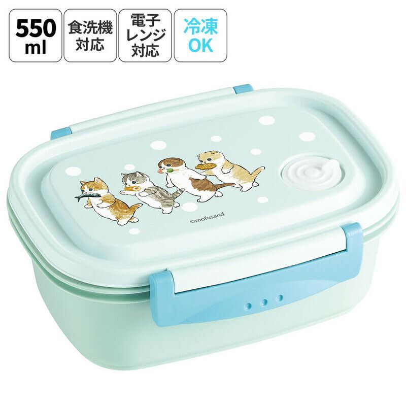 Mofusand 貓福珊迪 - 日本製 Skater 微波爐午餐盒 食物盒 (藍) (550ML) [平行進口]