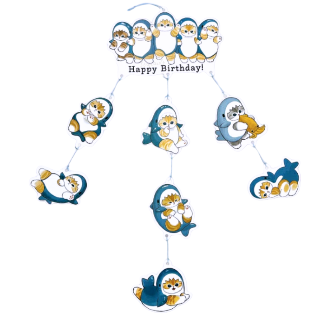 Mofusand鯊魚懸掛生日卡 (日本進口)