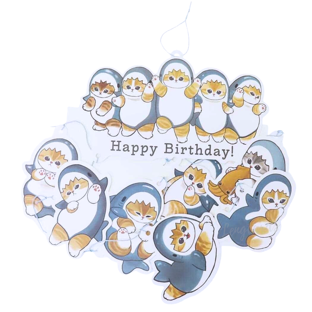 Mofusand鯊魚懸掛生日卡 (日本進口)
