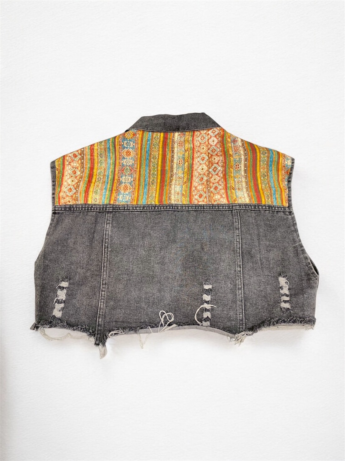 Annstudio/老闆手作/拼接短背心（灰）