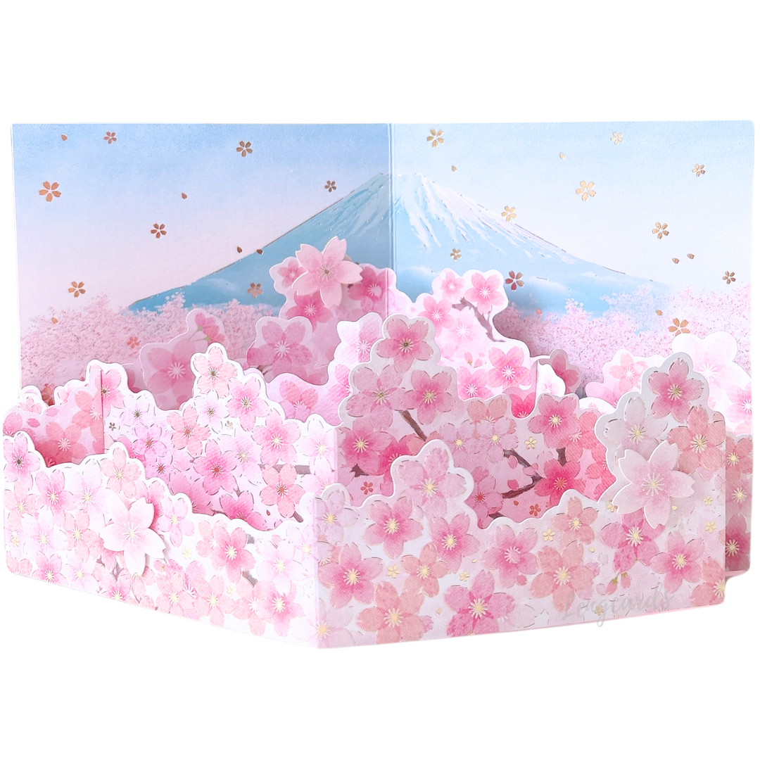 櫻花富士山長形立體萬用賀卡 (日本進口)