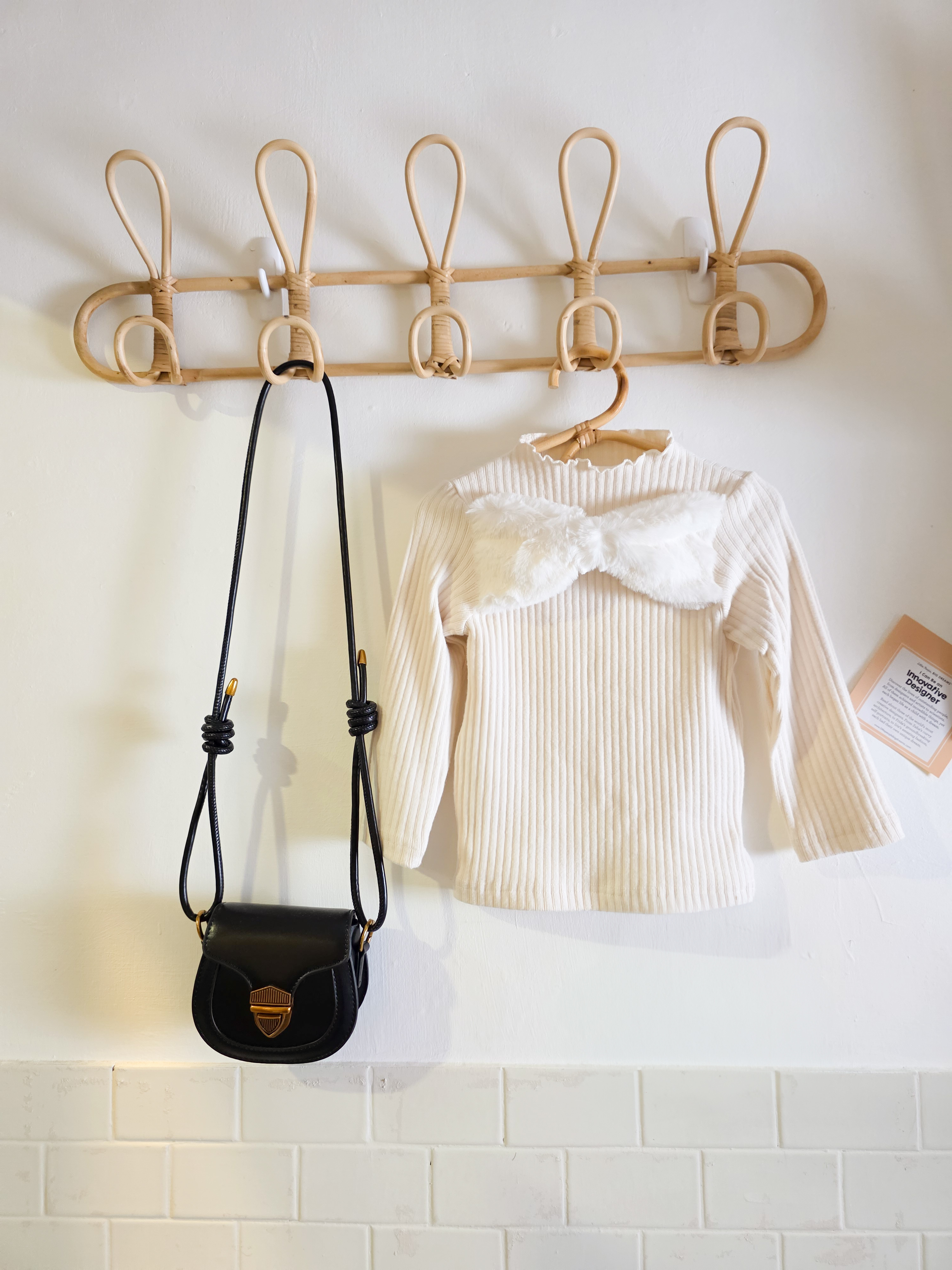 毛絨蝴蝶結 長袖上衣(PE)