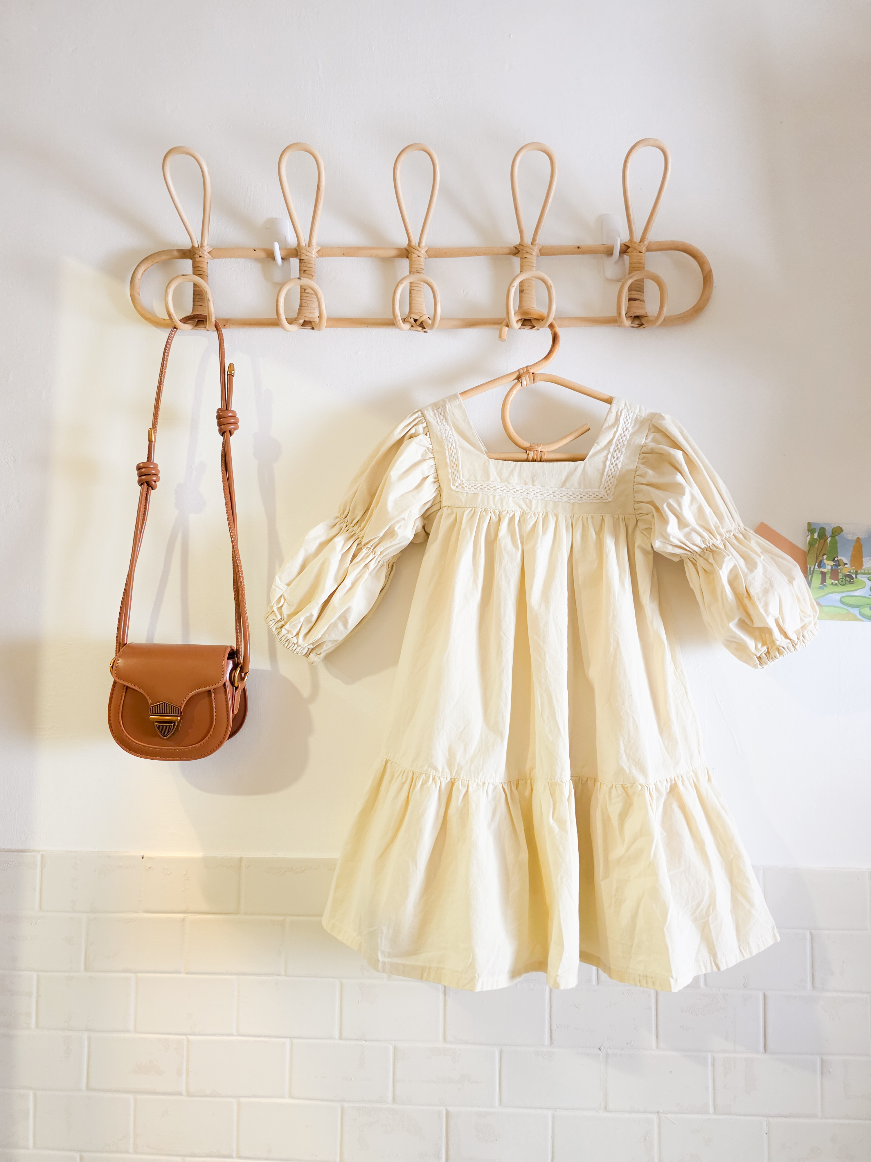 米色公主泡泡袖 連身裙(PE)