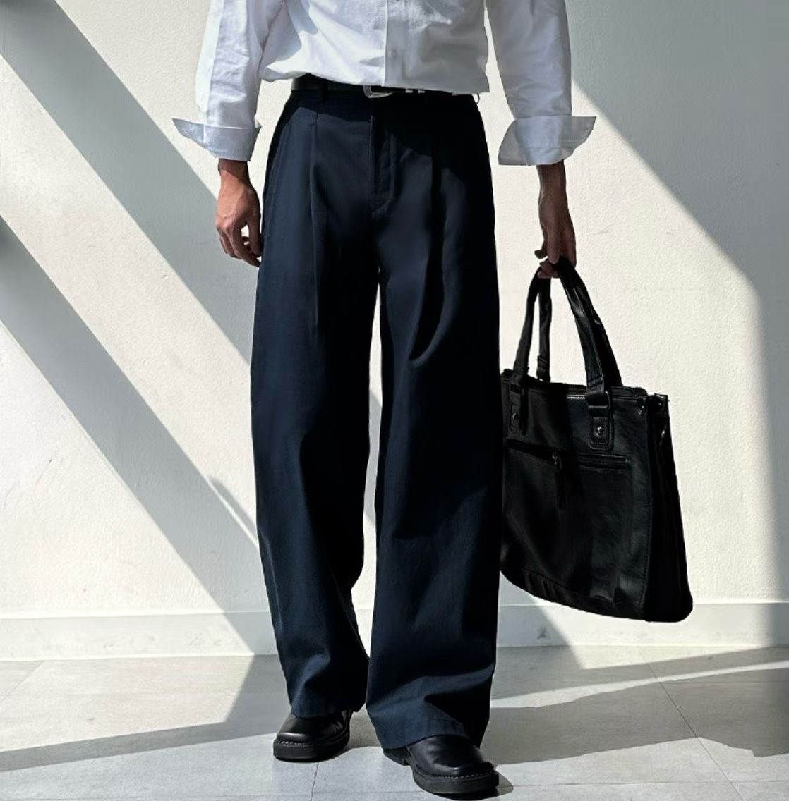 【預購】韓系打褶寬版西褲 高質感垂墜感長褲