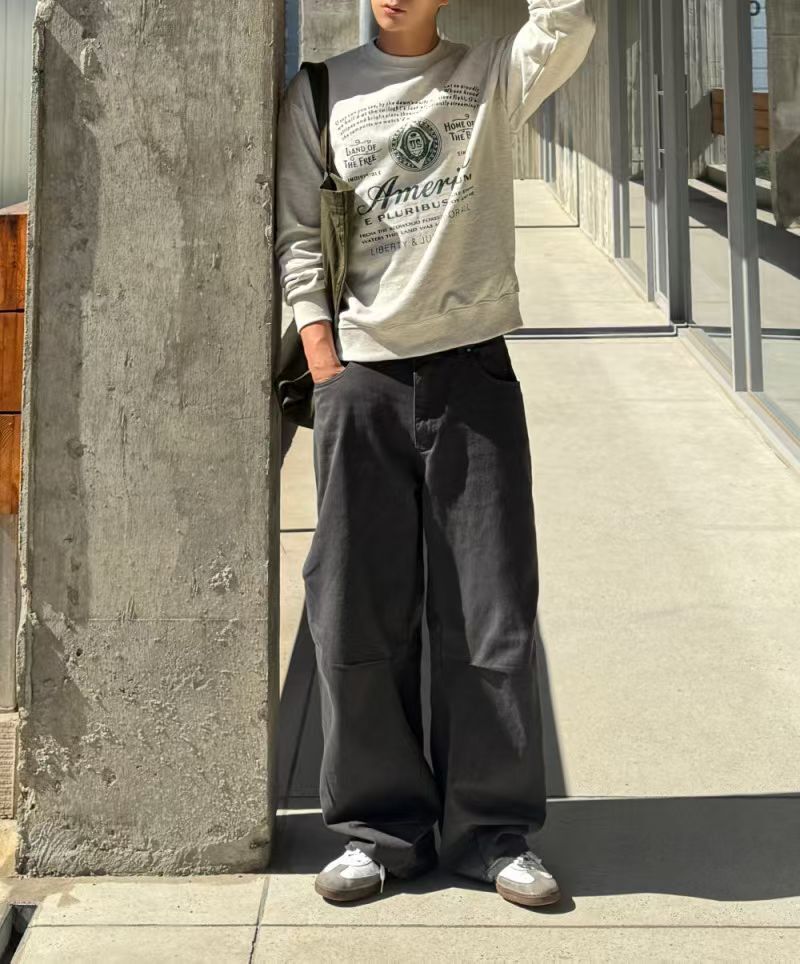 【預購】水洗感寬褲 韓系街頭百搭長褲
