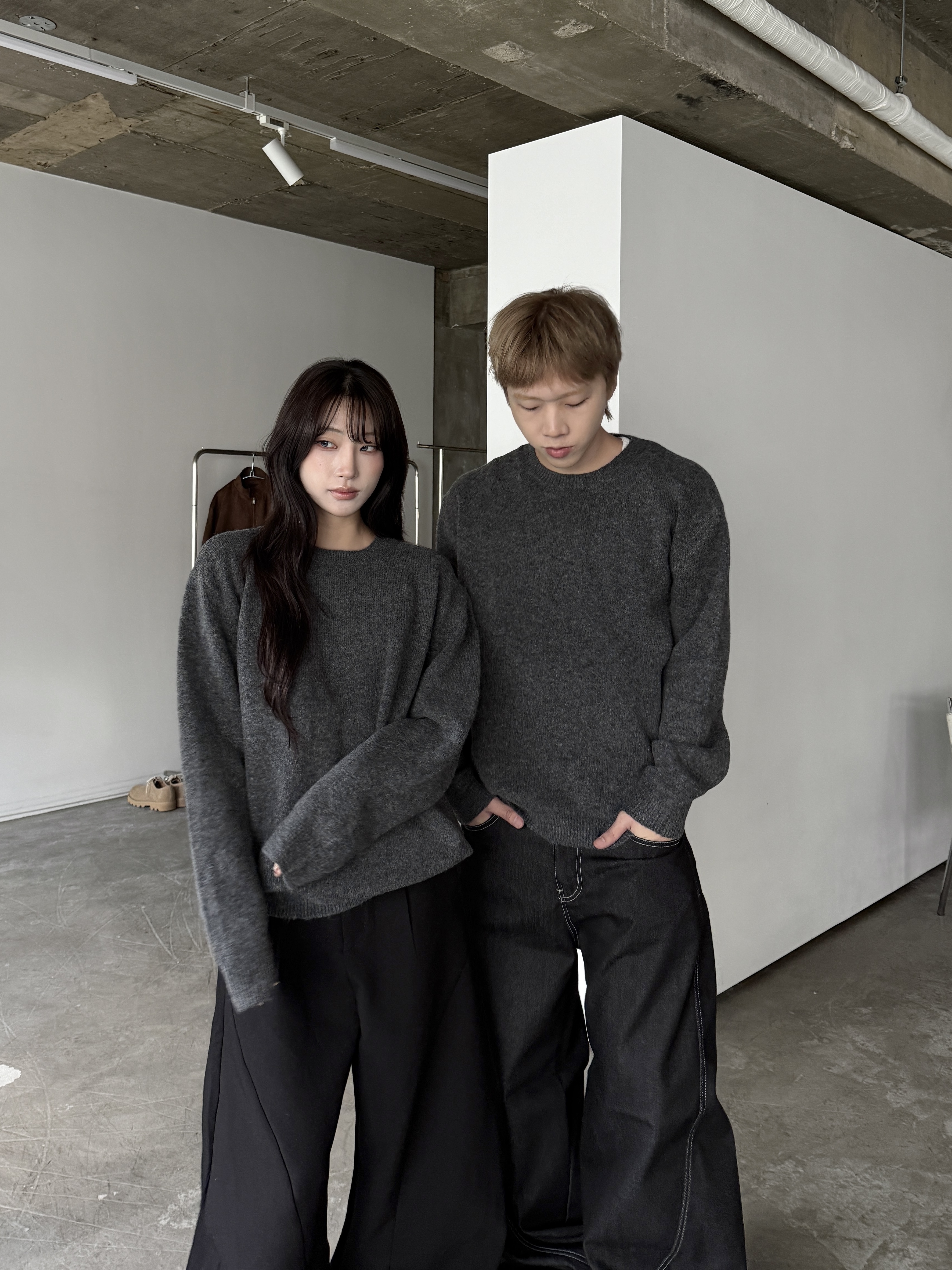 [BEST] 鬆弛感 彈性針織 素面 圓領 長袖（部分現貨）