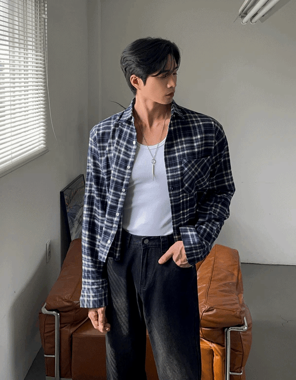 米蘭短款格紋襯衫