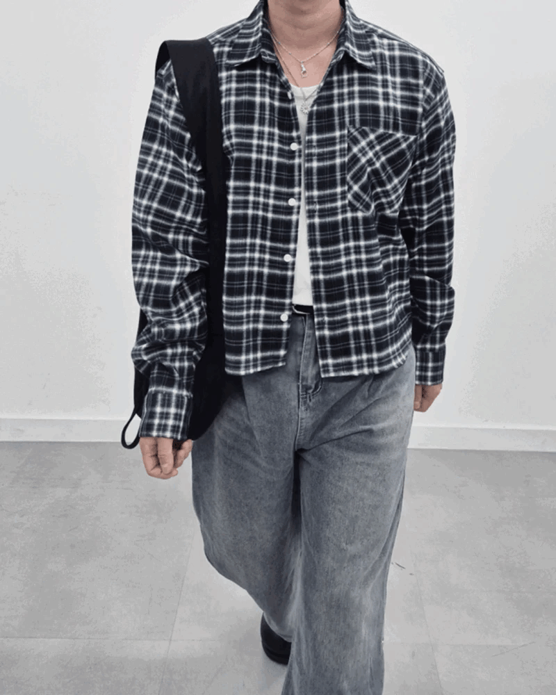 米蘭短款格紋襯衫