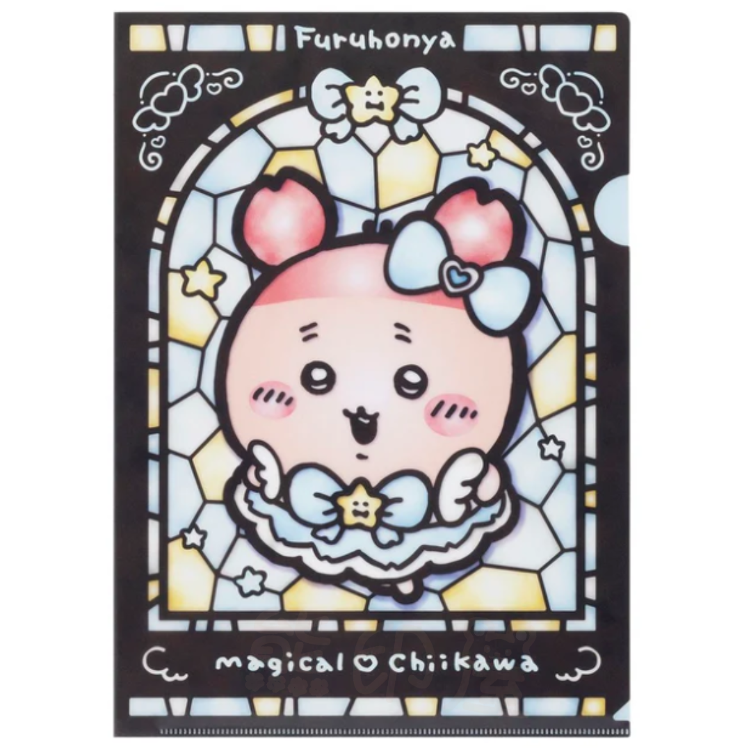 日本Chiikawa古本屋小螃蟹彩繪玻璃風格A4 file 日本製