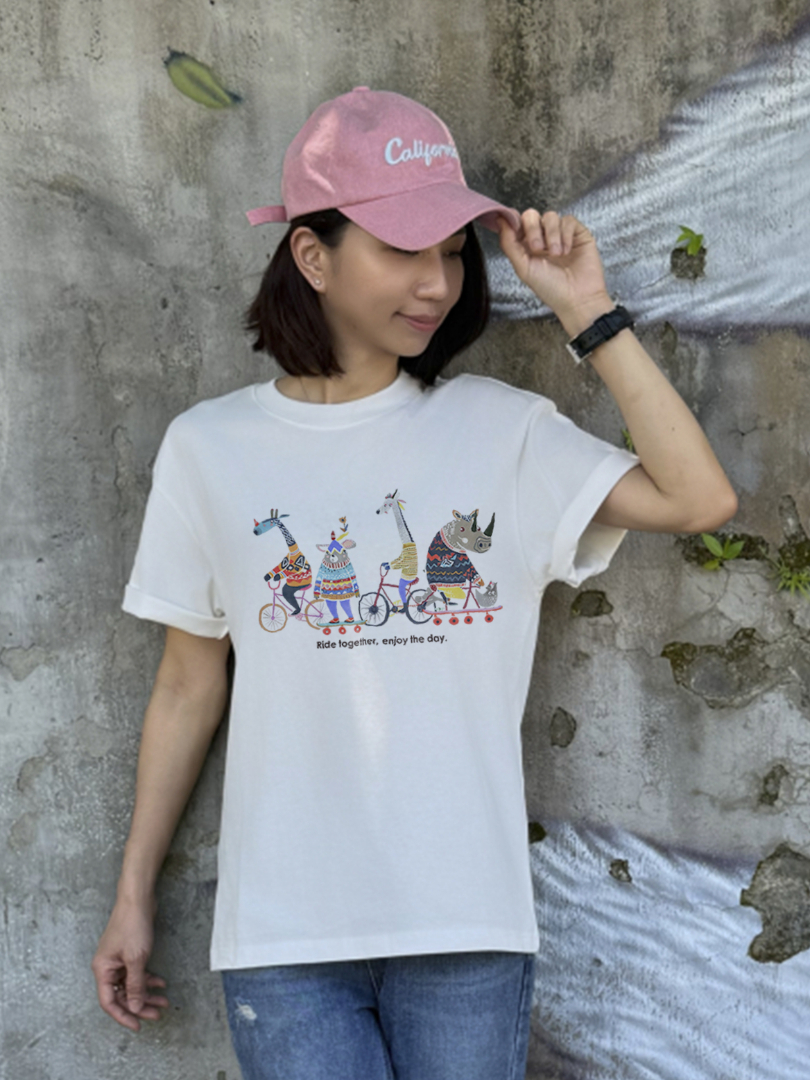 「一起出發」★動物騎行插畫棉T