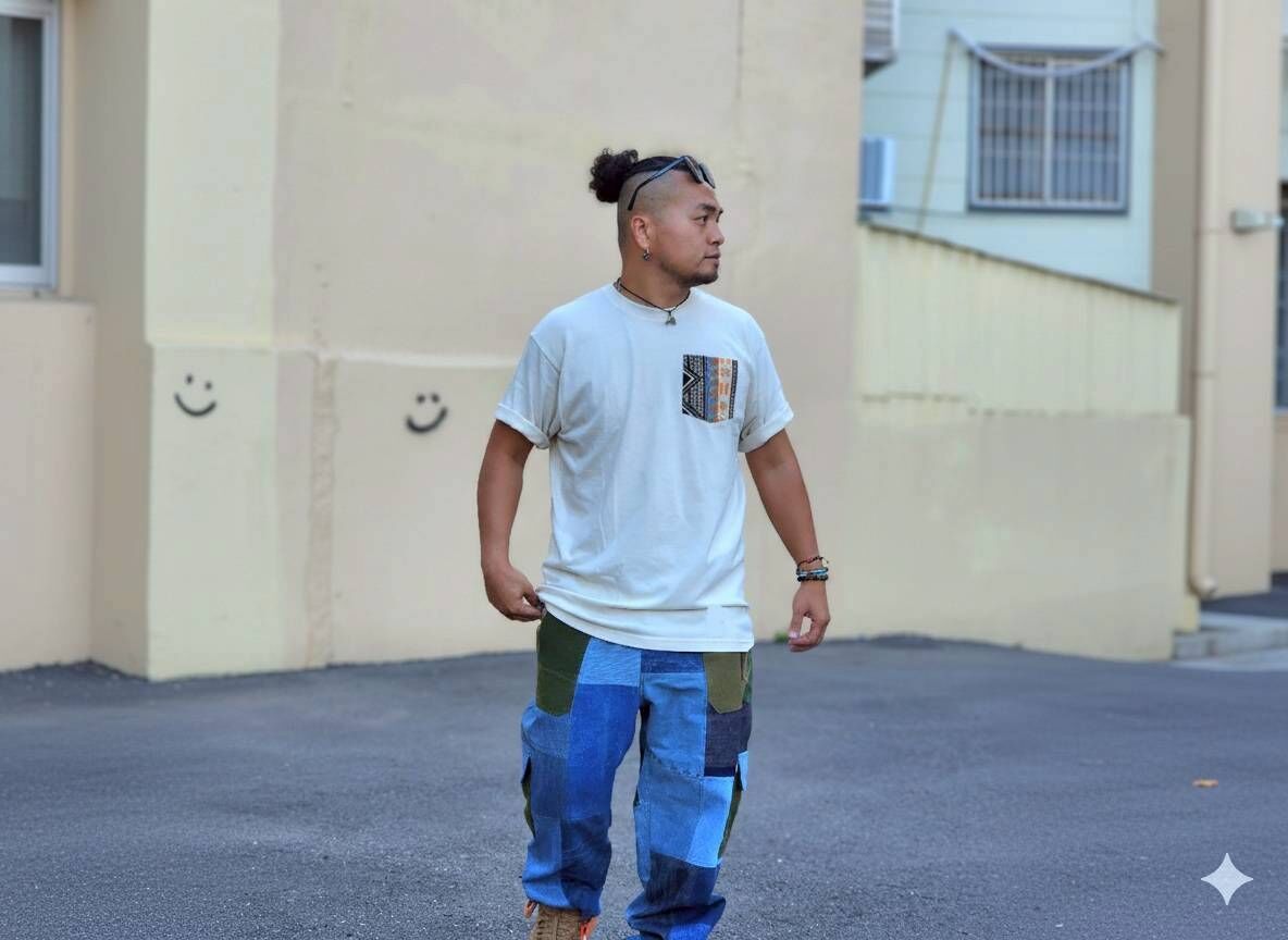 Annstudio/老闆手作/圖騰口袋短T