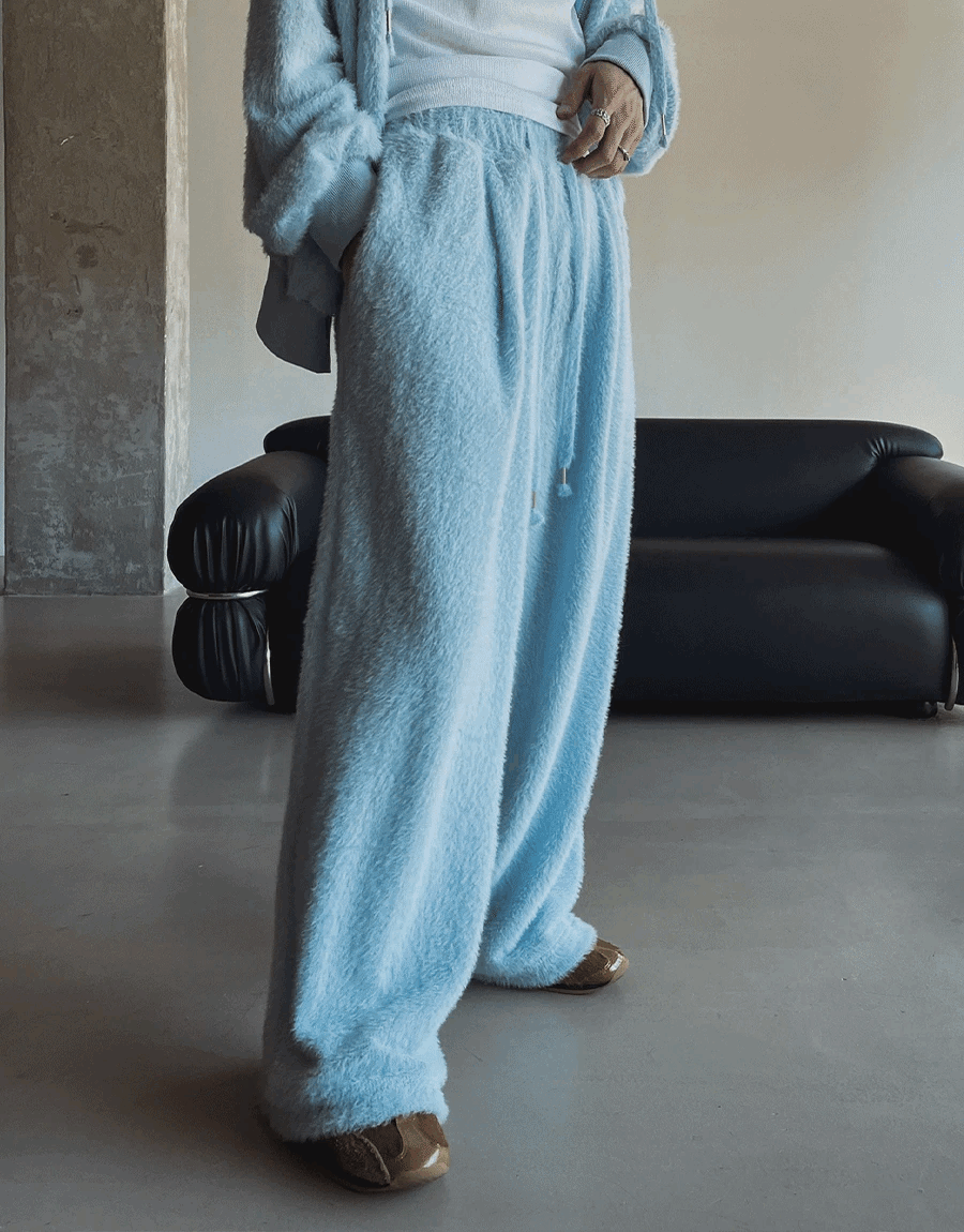 Bear 安格拉馬海毛連帽外套 馬海毛運休閒褲 休閒套裝