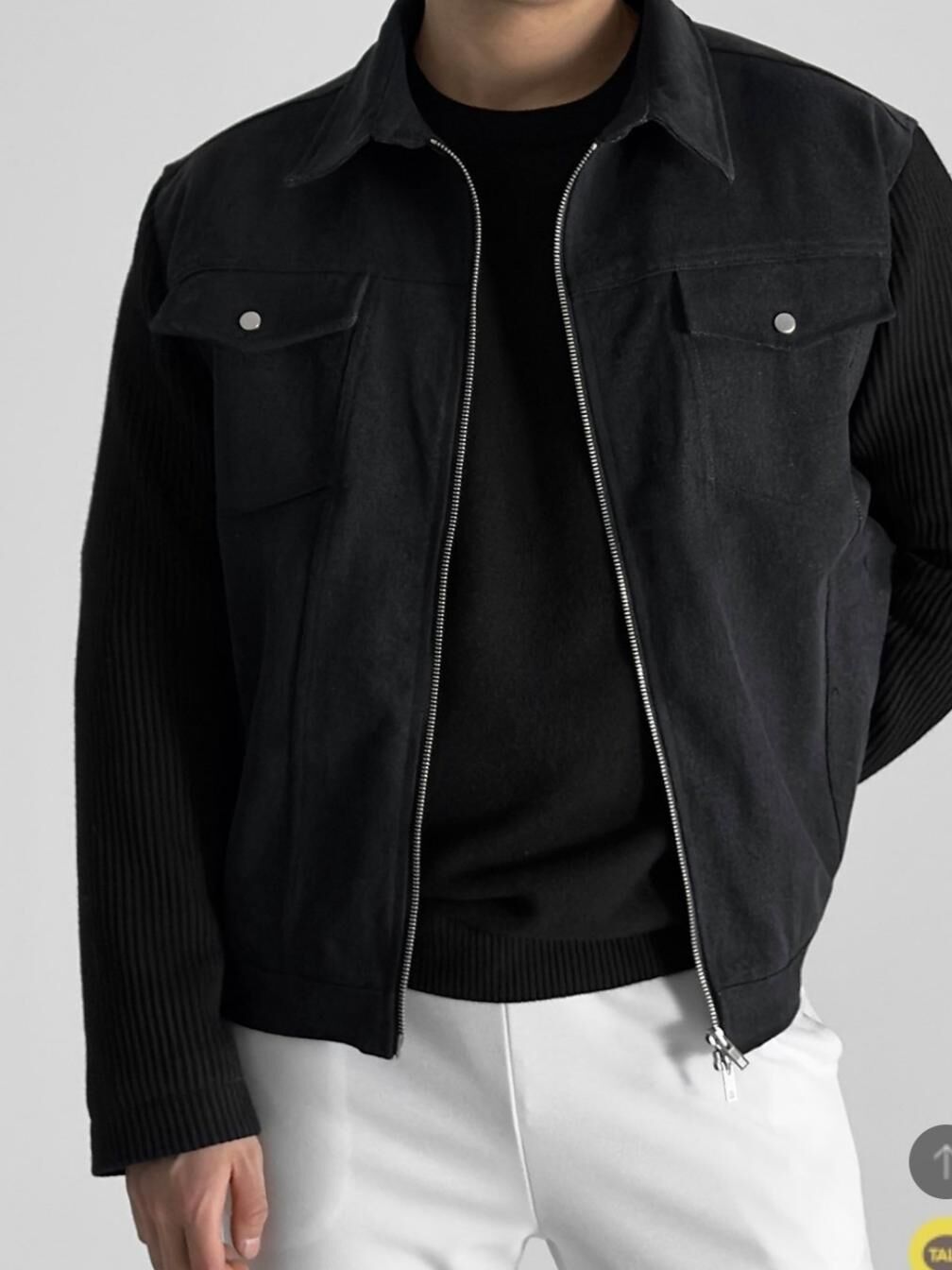 拼色反色拉鍊外套 JK2651