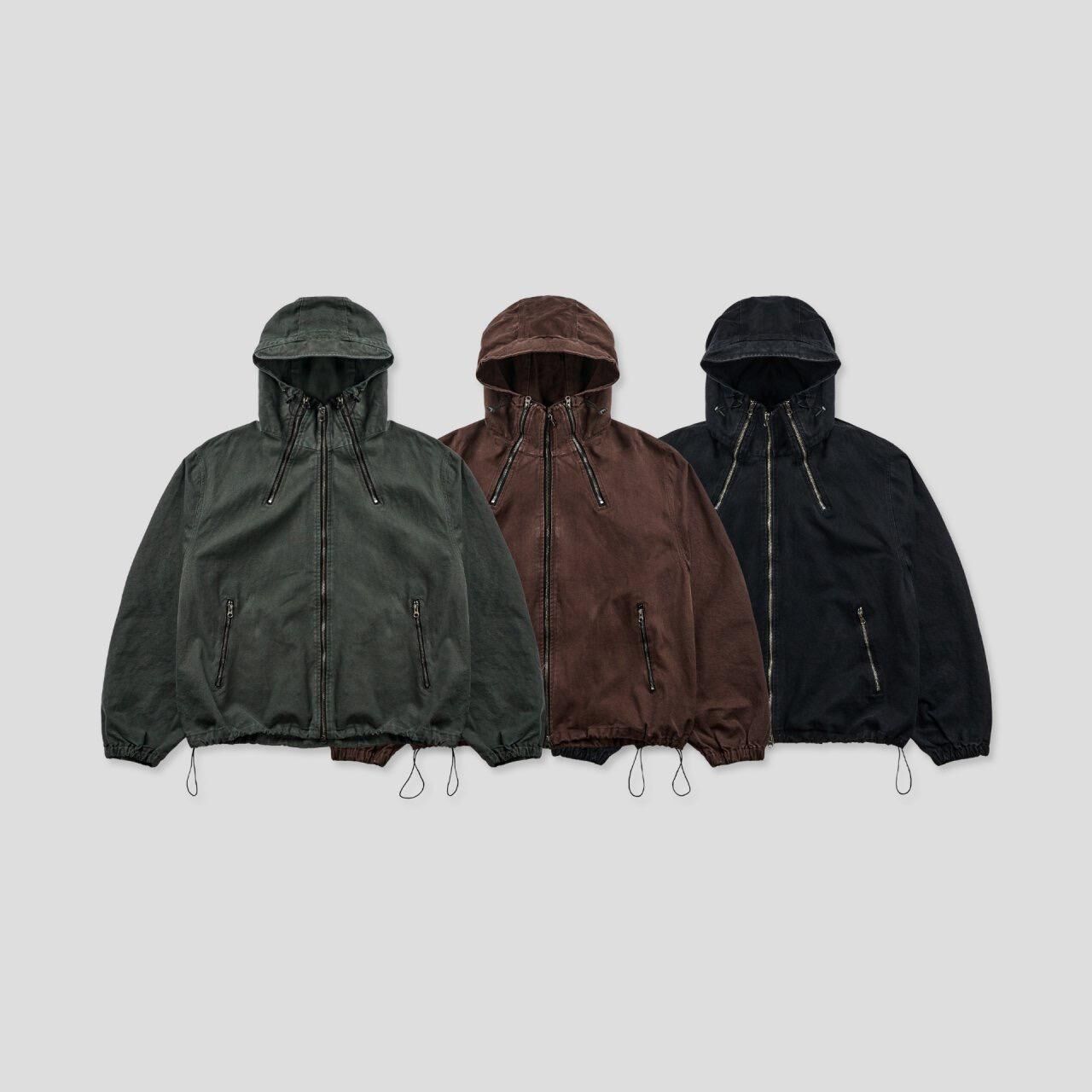 洗水淨色連帽拉鍊外套 JK2653