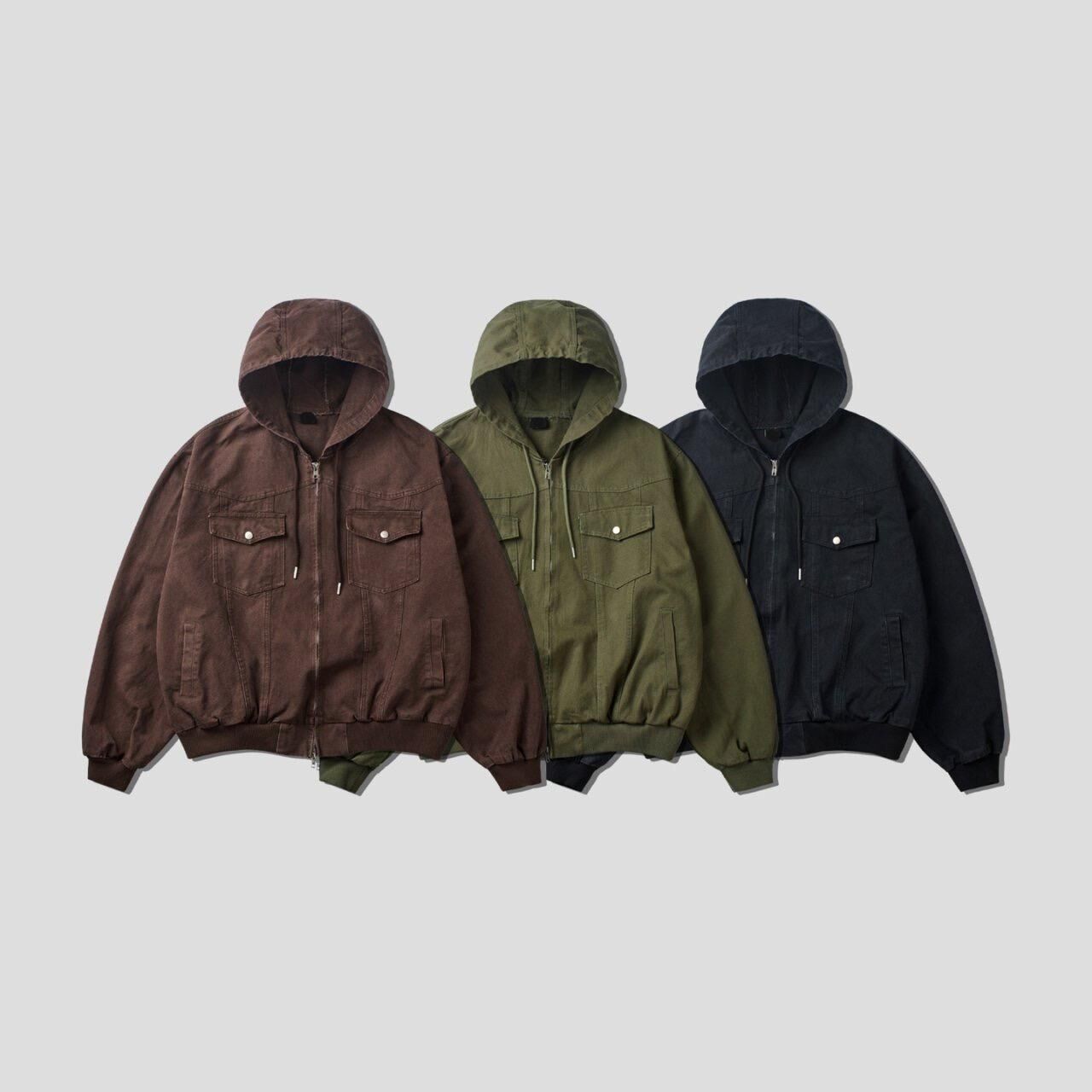 淨色連帽拉鍊外套 JK2655