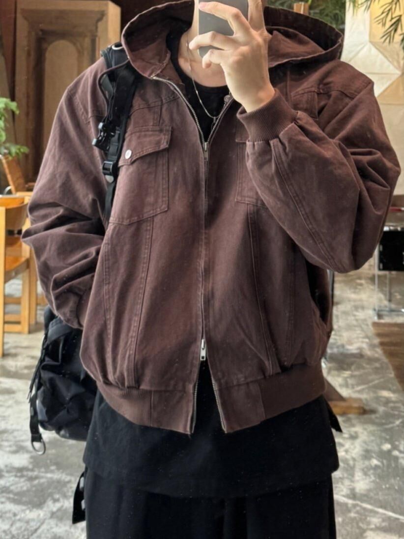 淨色連帽拉鍊外套 JK2655