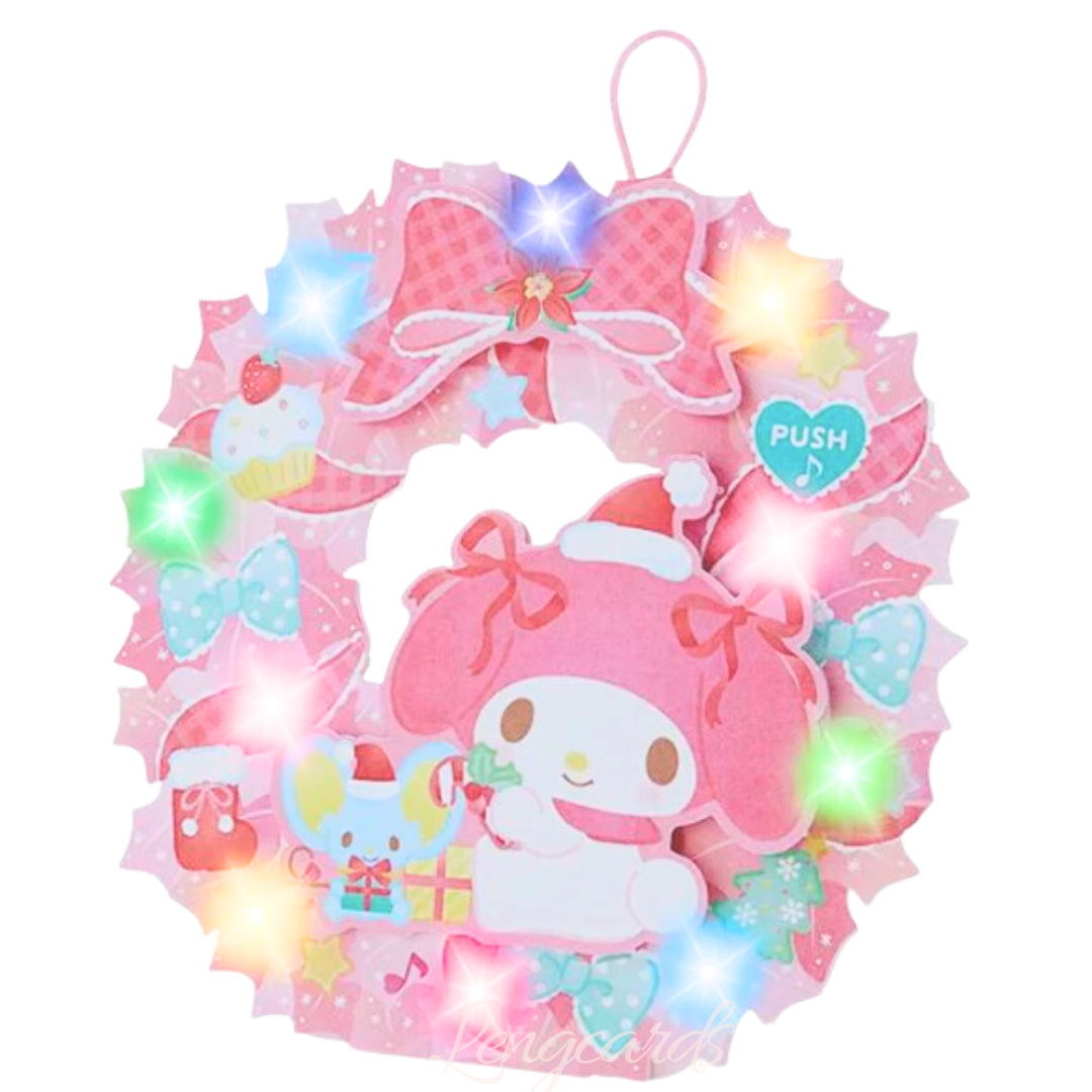 My Melody聖誕花環音樂發光聖誕卡(可掛)(平行進口)