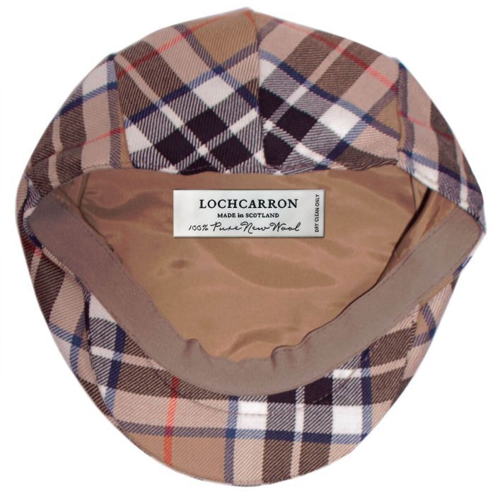 1LR1023-067 LOCHCARRON OF SCOTLAND Thomson Camel Tartan Barnton Flat Cap Beige #HCBRW/THC (P-EU-E)