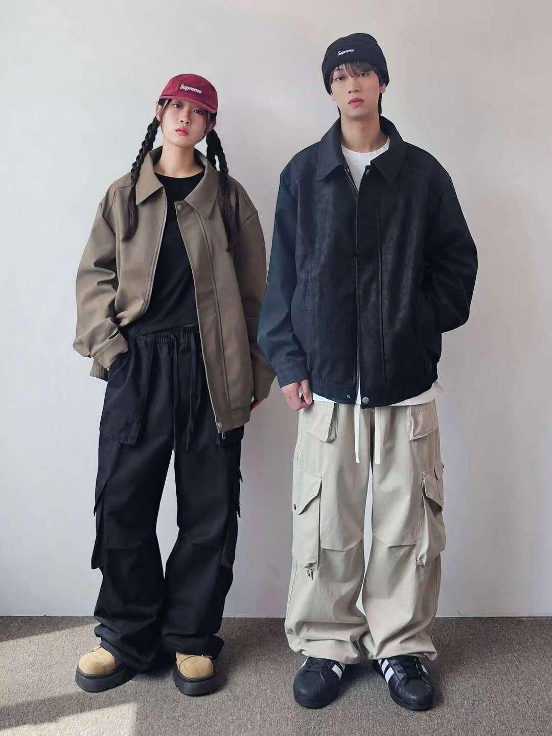 反領拉鍊合成皮褸 F&c-101JK