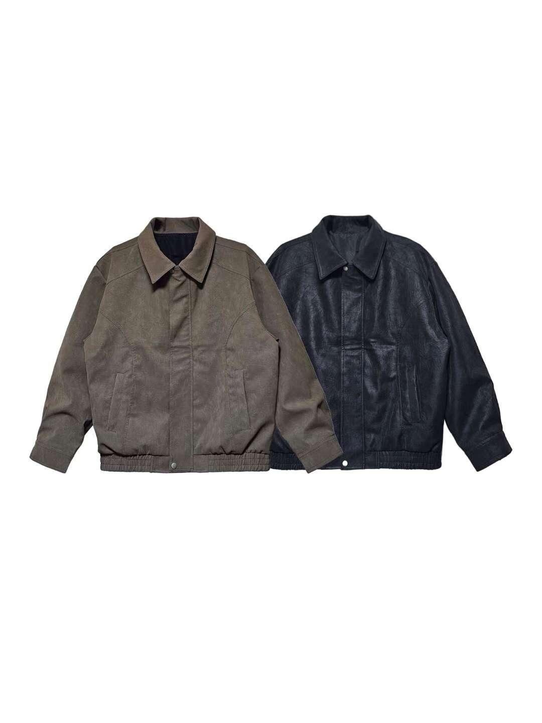 反領拉鍊合成皮褸 F&c-101JK