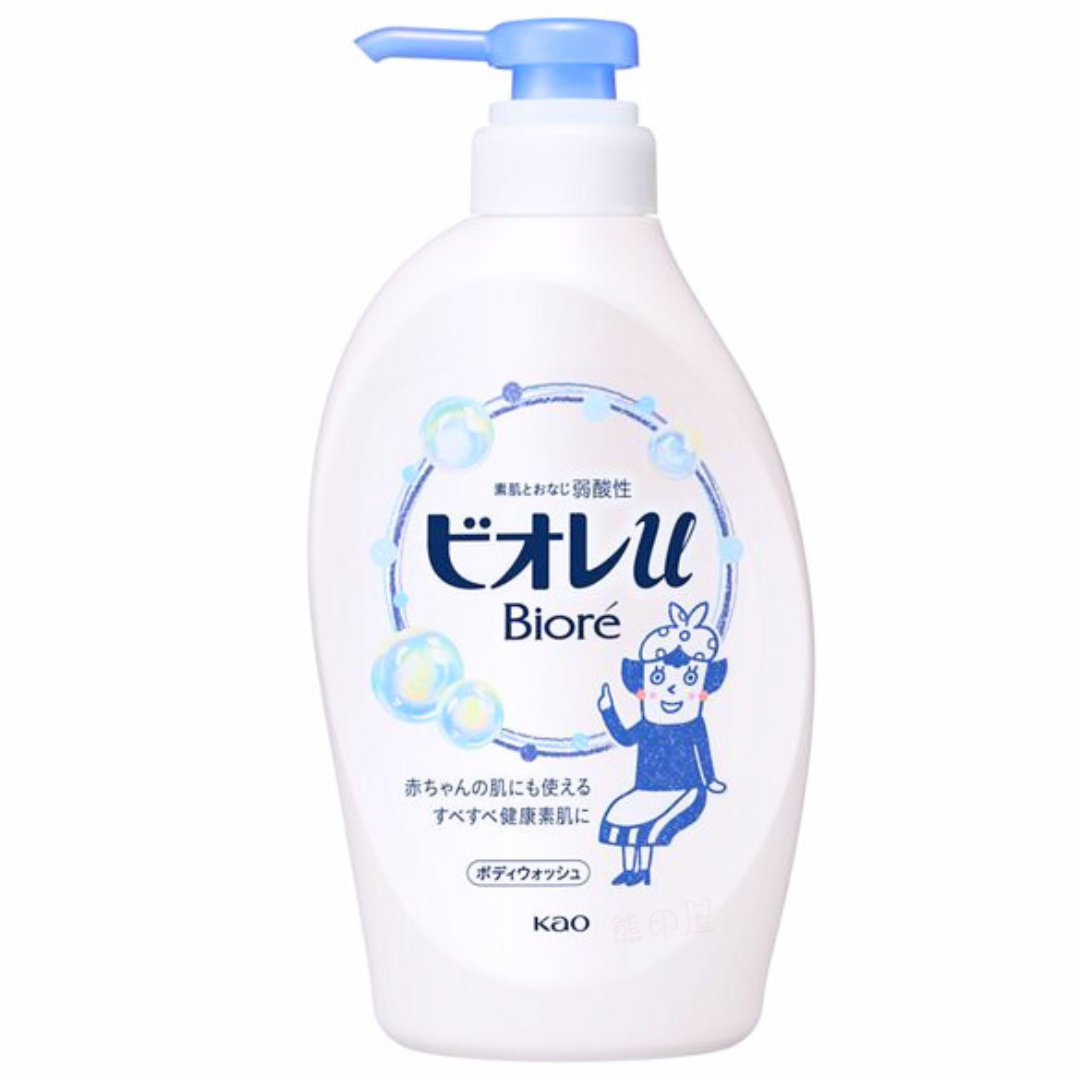 Biore U 溫和弱酸性滋潤沐浴露 清新花香味 嬰兒可用 480ml (藍)