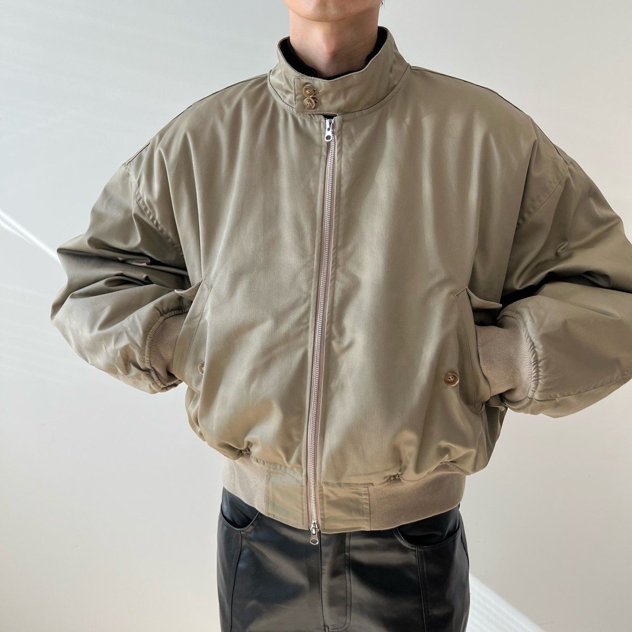 企領淨色拉鍊外套(薄夾棉) EDEN-025JK