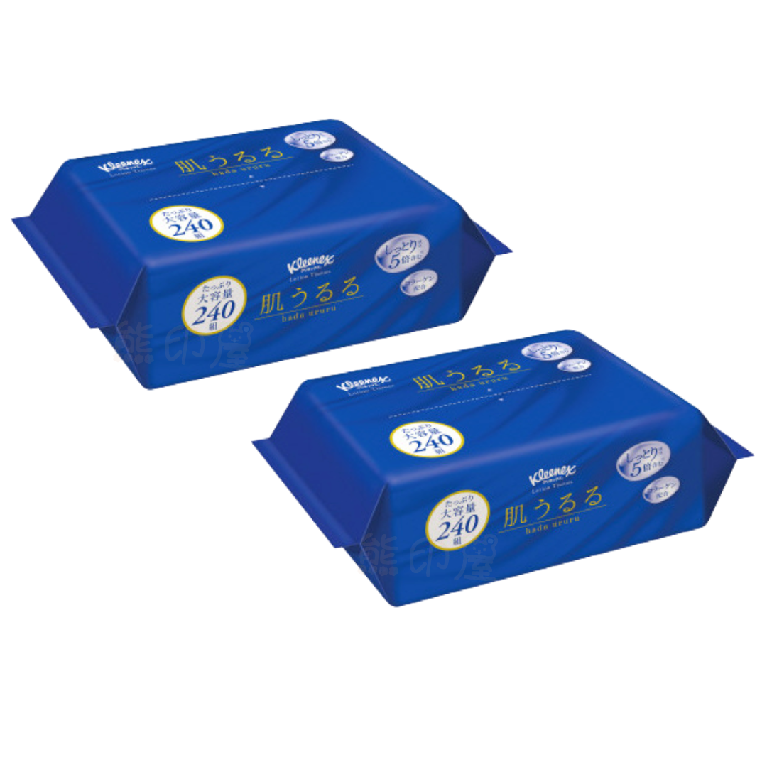 日本Kleenex Ururu 鼻敏感保濕柔軟面紙巾 240抽 X2