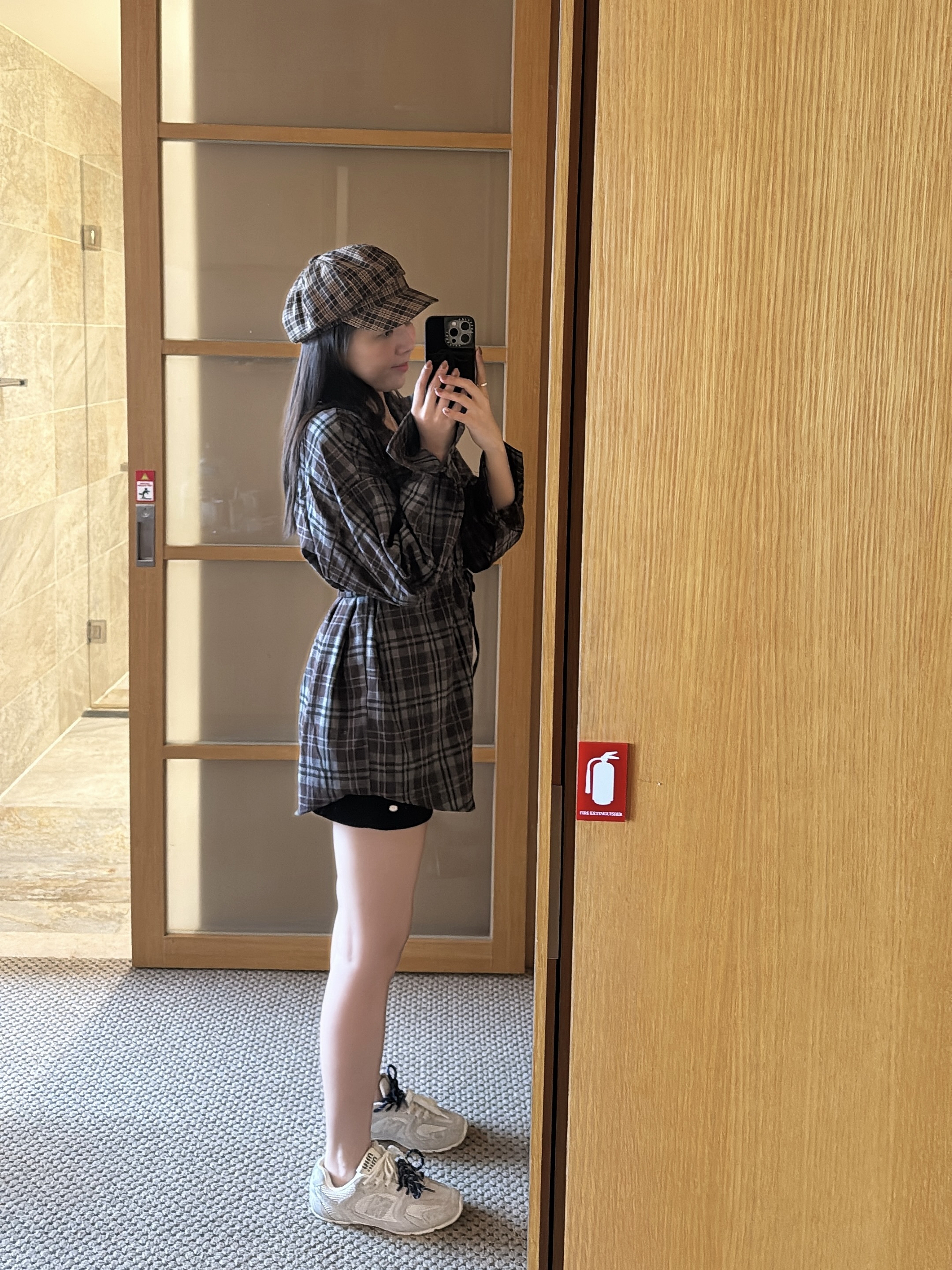 P28 秋天綁帶格子襯衫