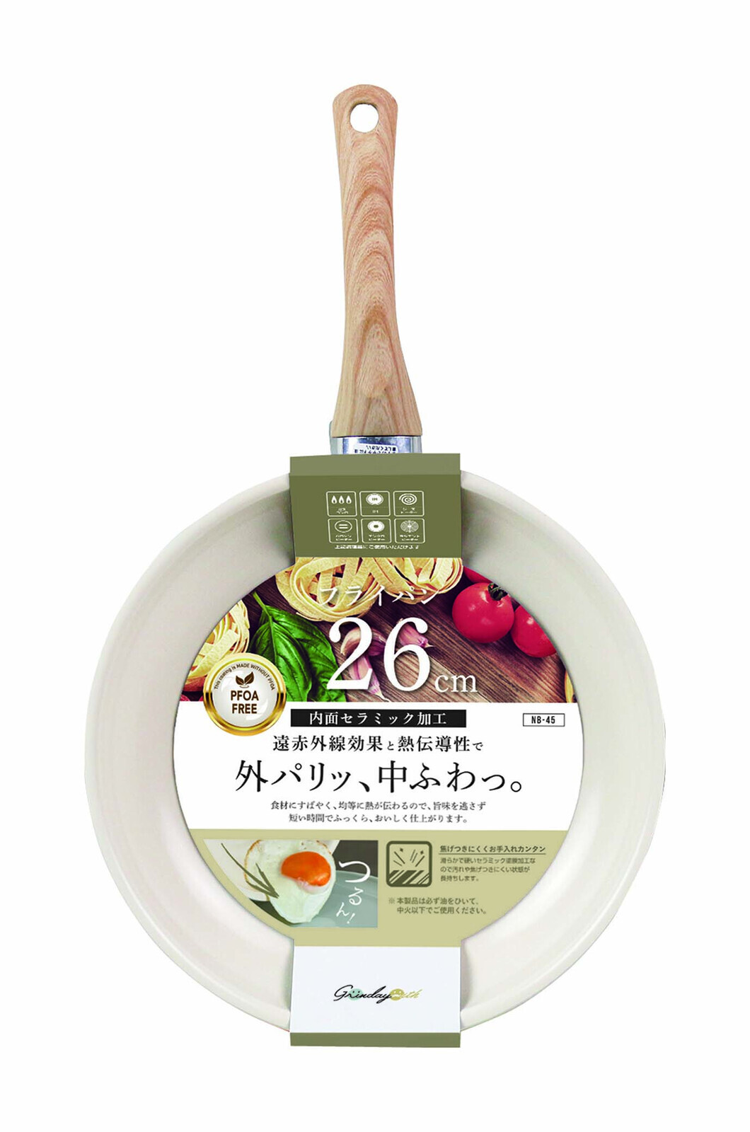 日本Grinday陶瓷塗層煎鍋26CM (明火/電磁爐OK!) (非日本製)