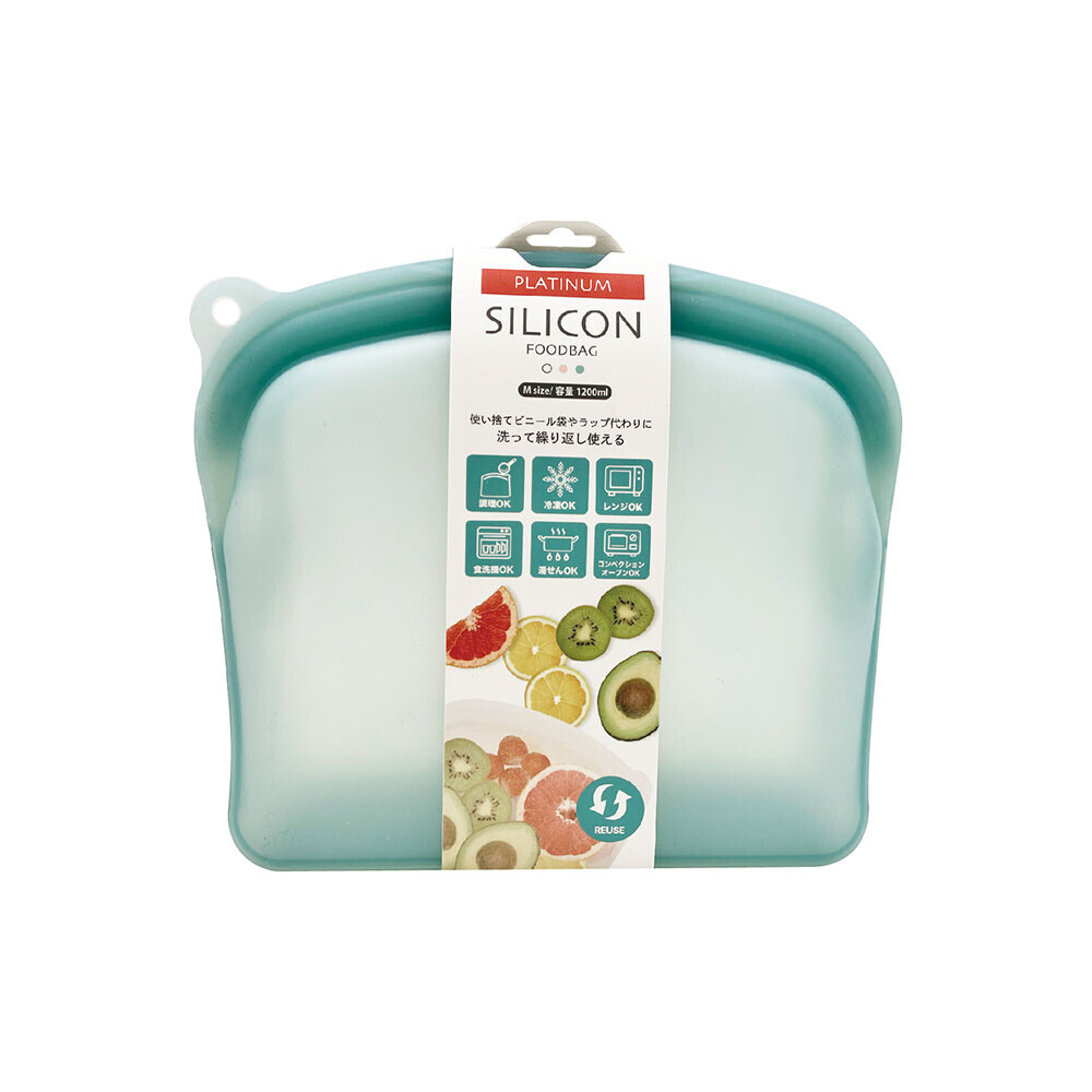 日本PLATINUM耐熱矽膠密封食物袋(M)(微波爐OK!) (非日本製)
