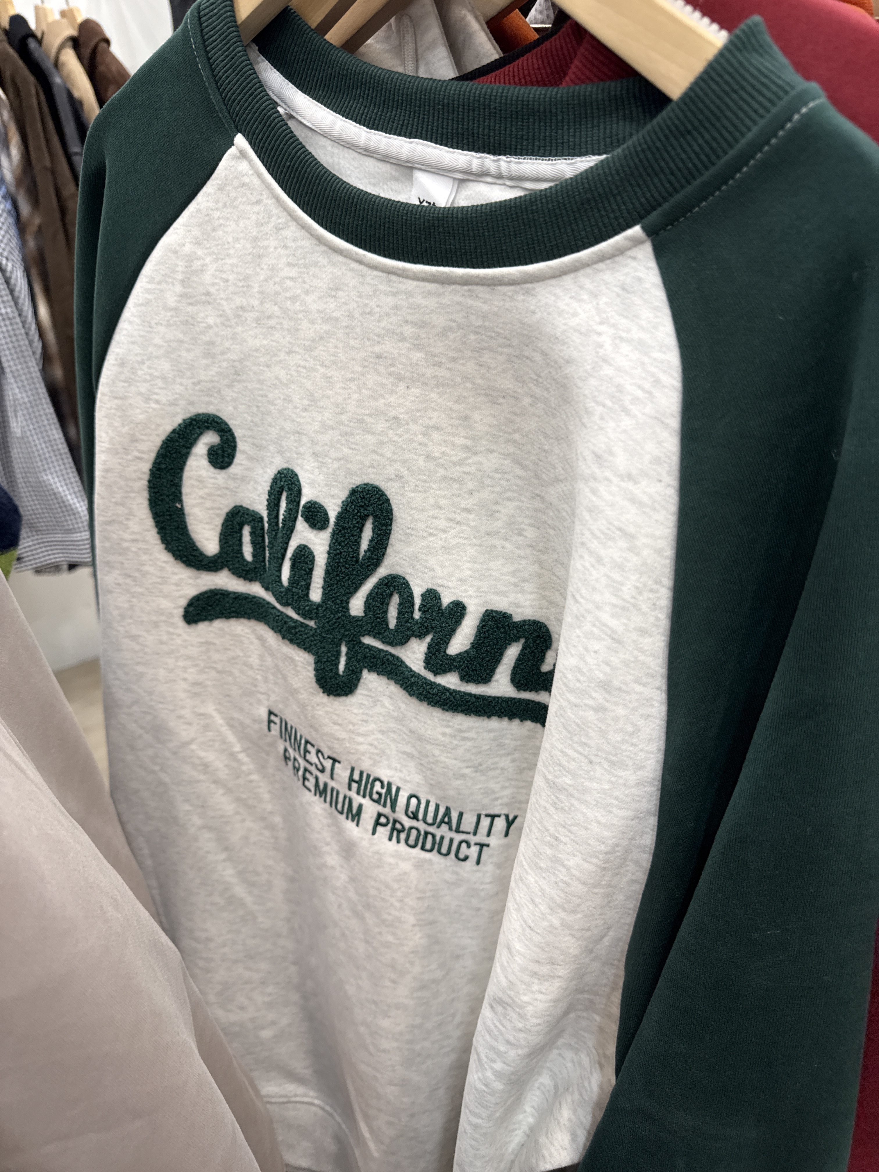 拼接毛巾繡oversize大學Ｔ