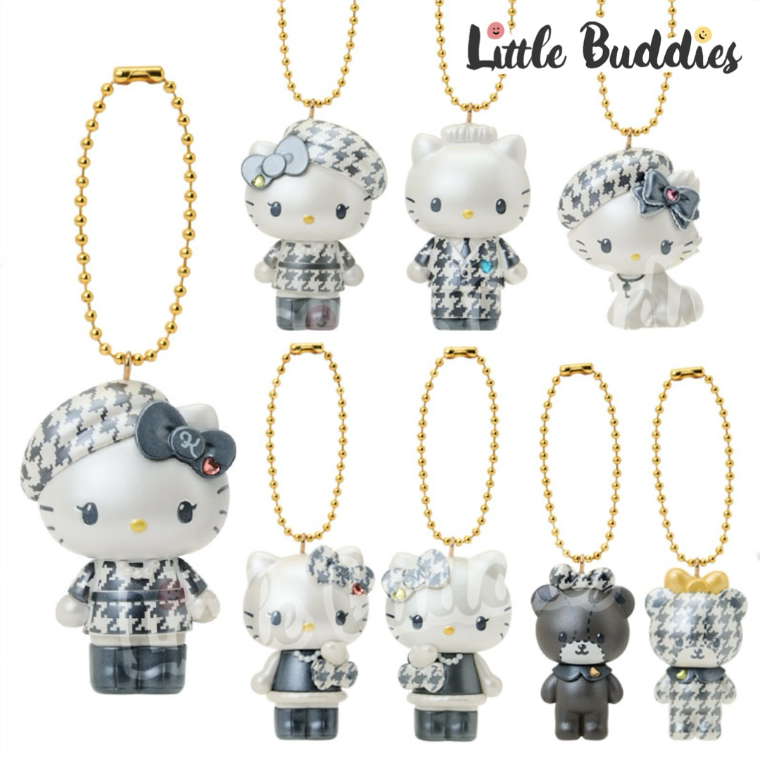 日本 Sanrio Hello Kitty 生日 單色千鳥格Twins設計系列 珠光膠公仔匙扣盲盒