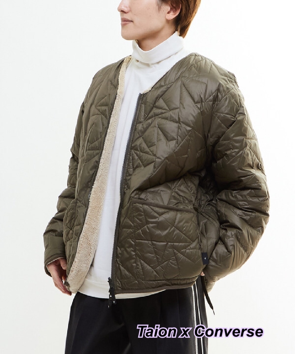 Taion x Converse FW25 星星圖案V 領拉鏈雙面羽絨/3 色