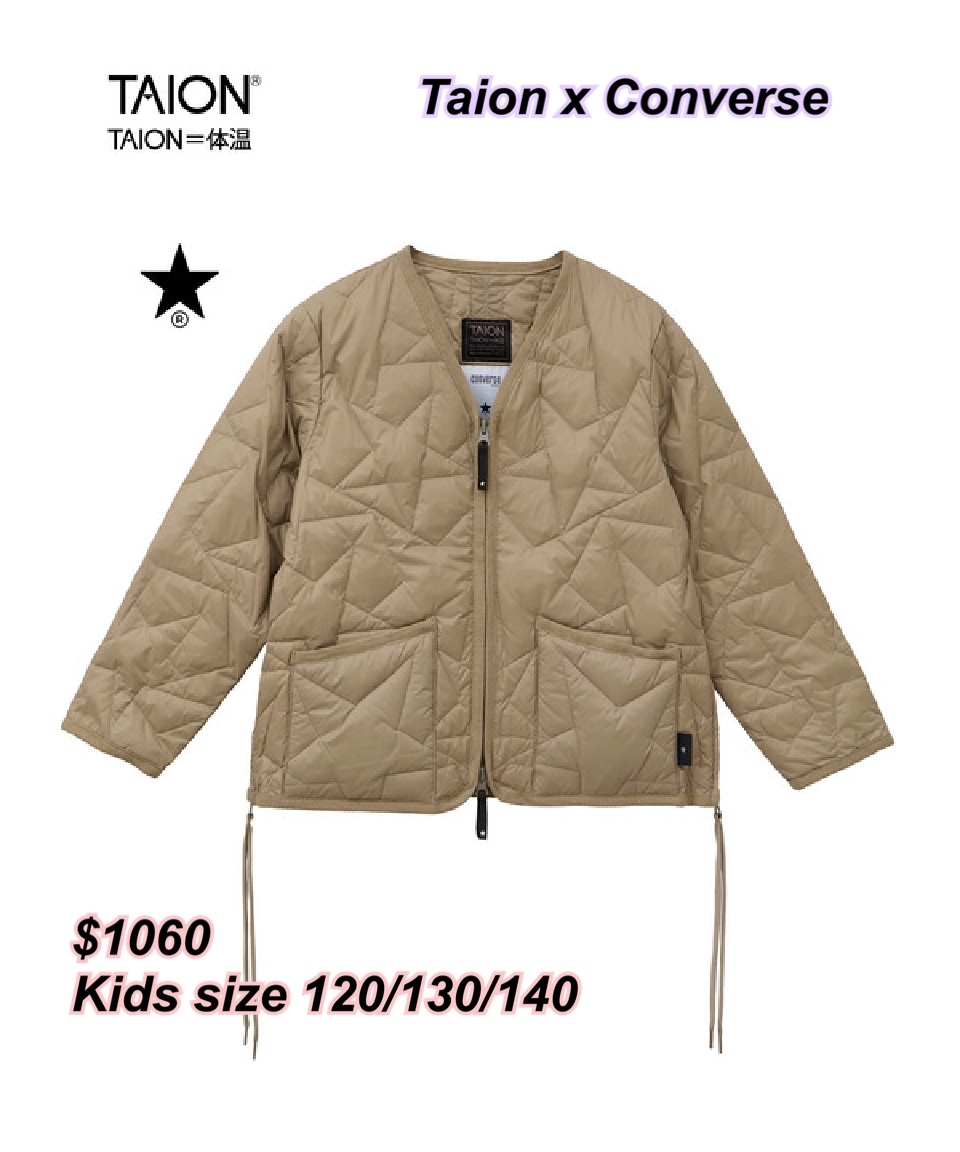 Taion x Converse FW25 星星圖案V 領拉鏈羽絨/3 色