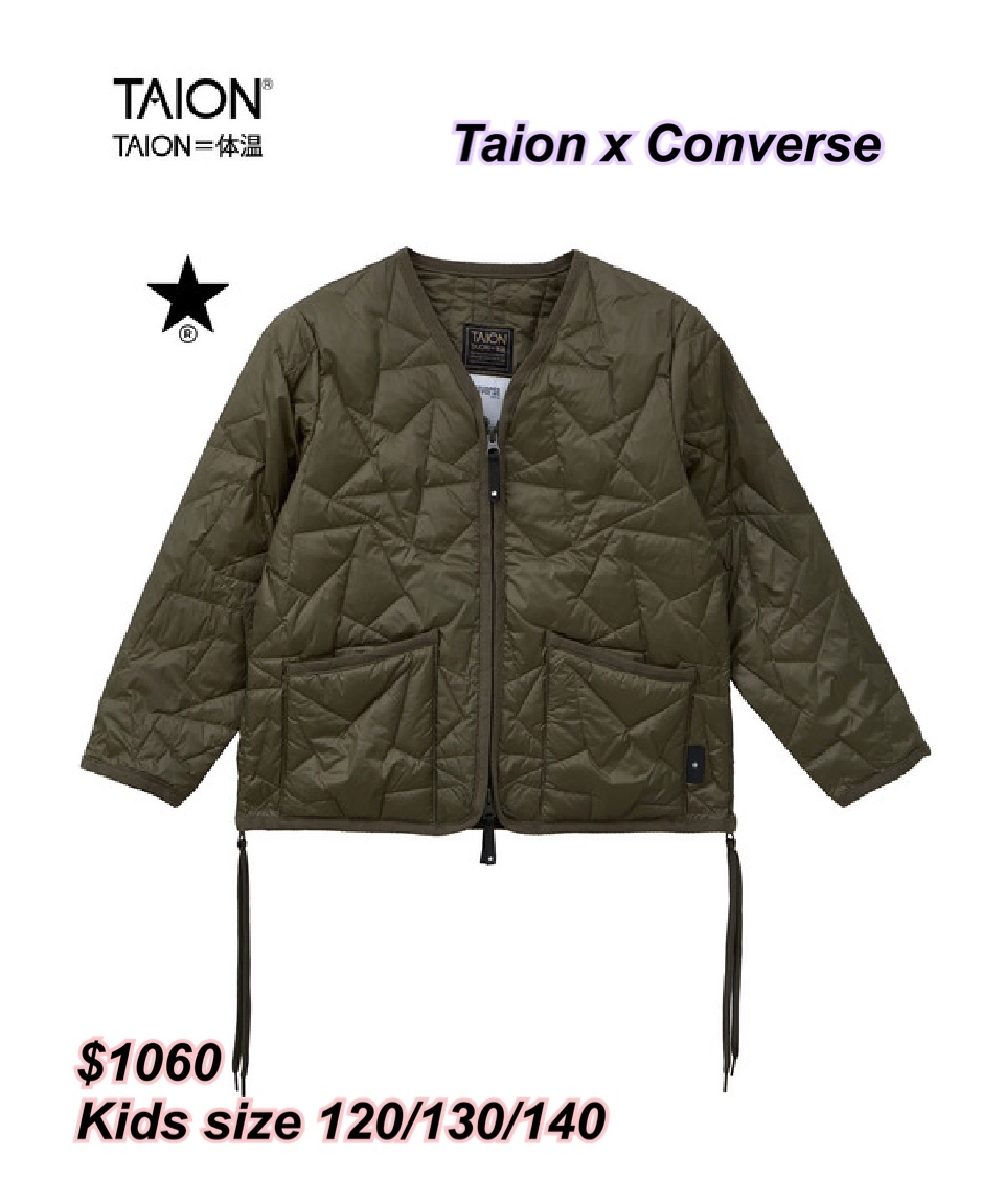 Taion x Converse FW25 星星圖案V 領拉鏈羽絨/3 色