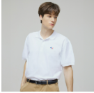 [K] AGATHA Men's Signature Scotty Pique Shirt, White, AGT145-102-White (KAG109)