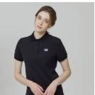 [K] AGATHA Women's Signature Scotty Pique Shirt, Black, AGT145-103-Black (KAG112)