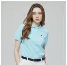 [K] AGATHA Women's Signature Scotty Pique Shirt, Sky Blue, AGT145-103-Sky Blue (KAG115)