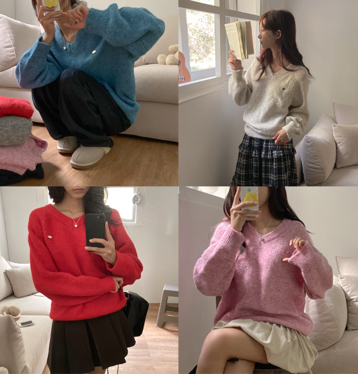 早秋預訂｜PENDANT 羊毛V領寬鬆針織衫