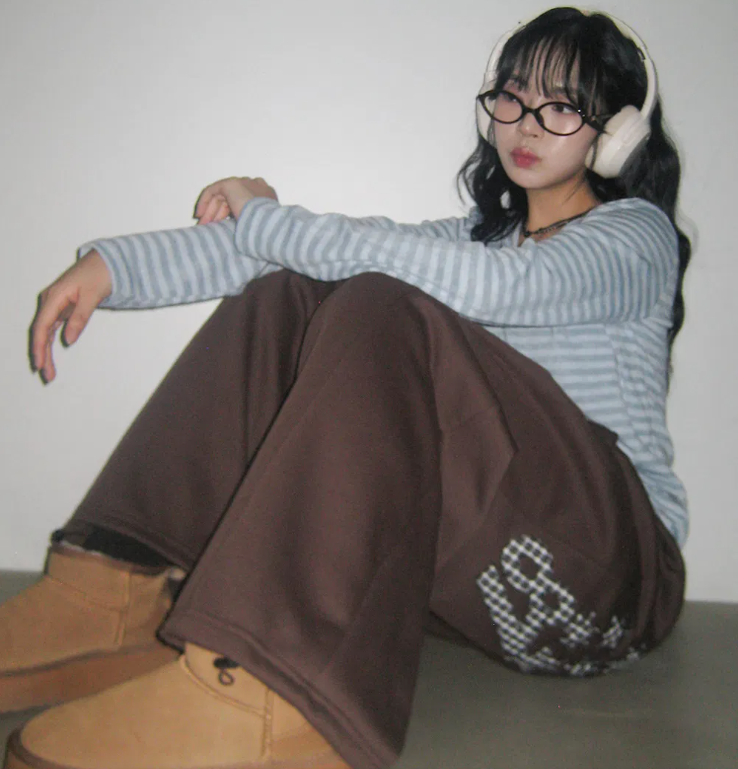 早秋預訂｜迷彩寬版有絨運動束帶褲