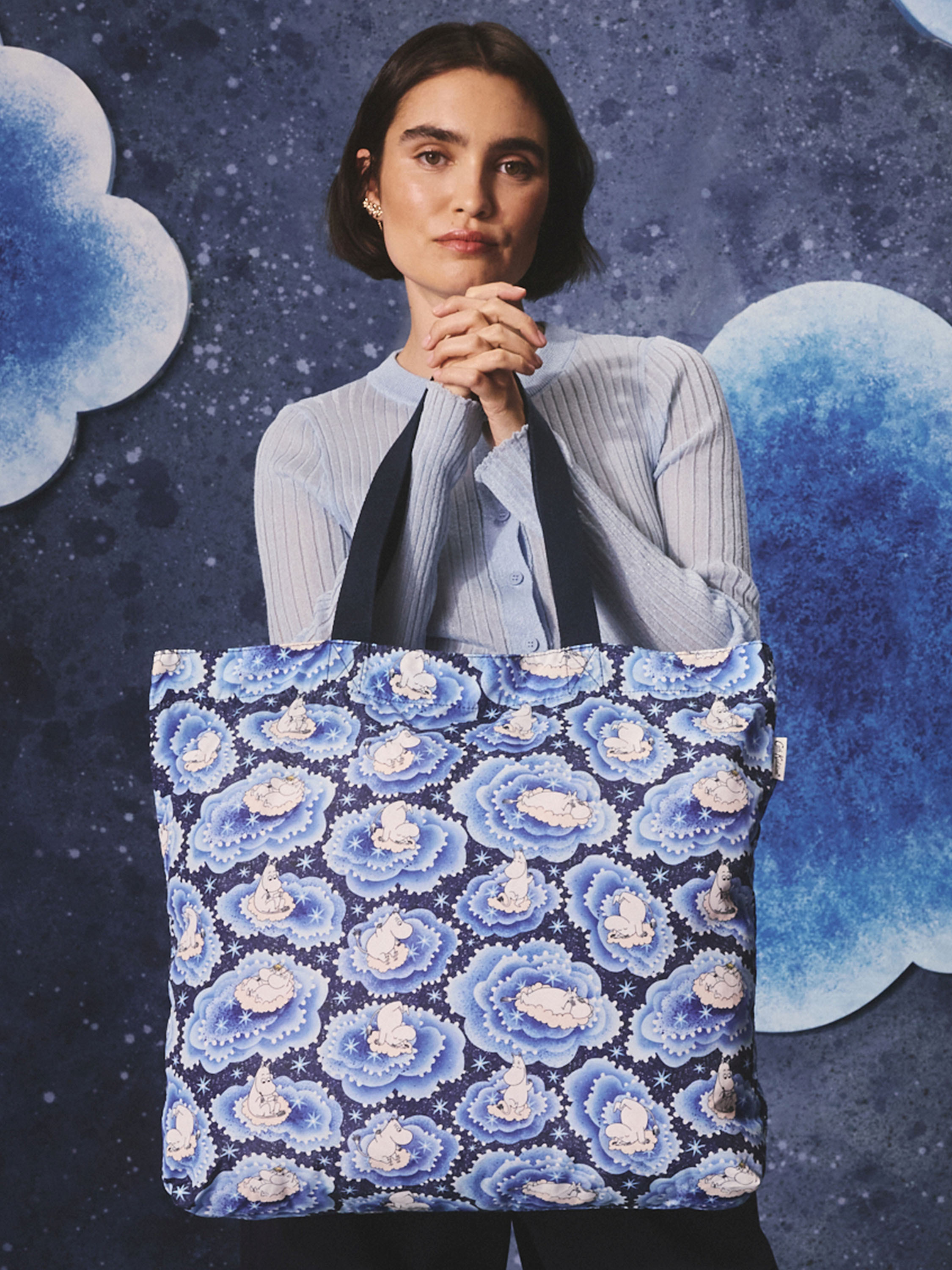 Moomin Clouds 大型可折疊拉鍊購物袋