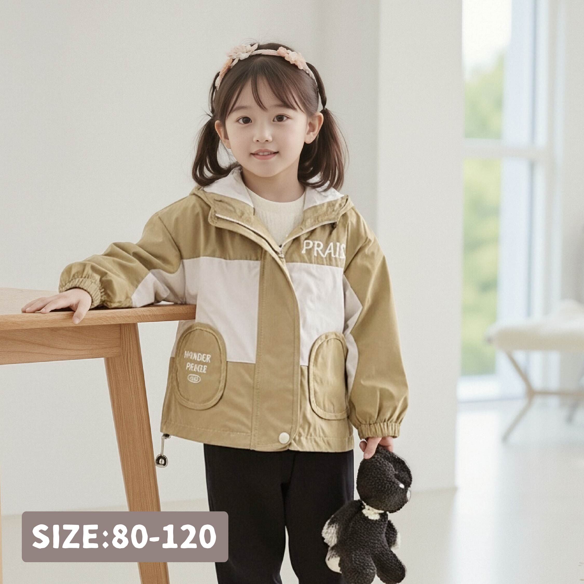 【H55163】撞色拼接防風連帽外套