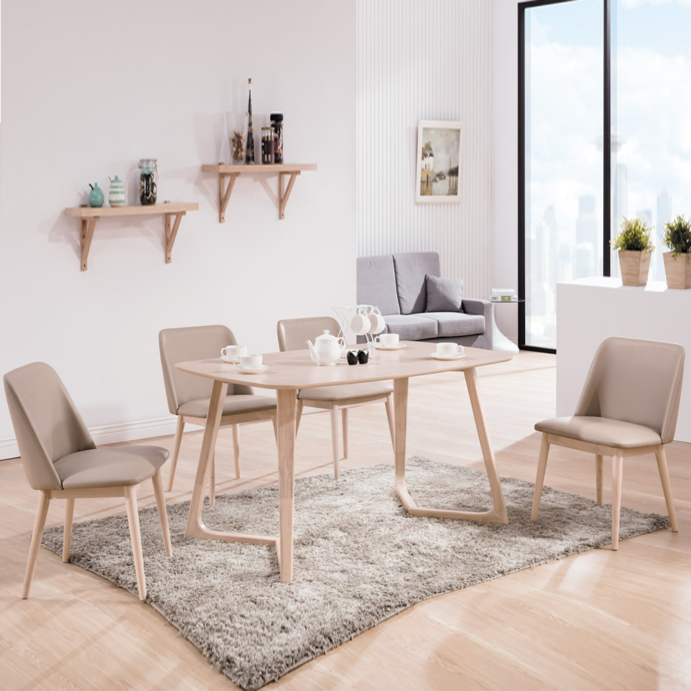 那緹4.7尺北歐風餐桌椅組(一桌四椅)