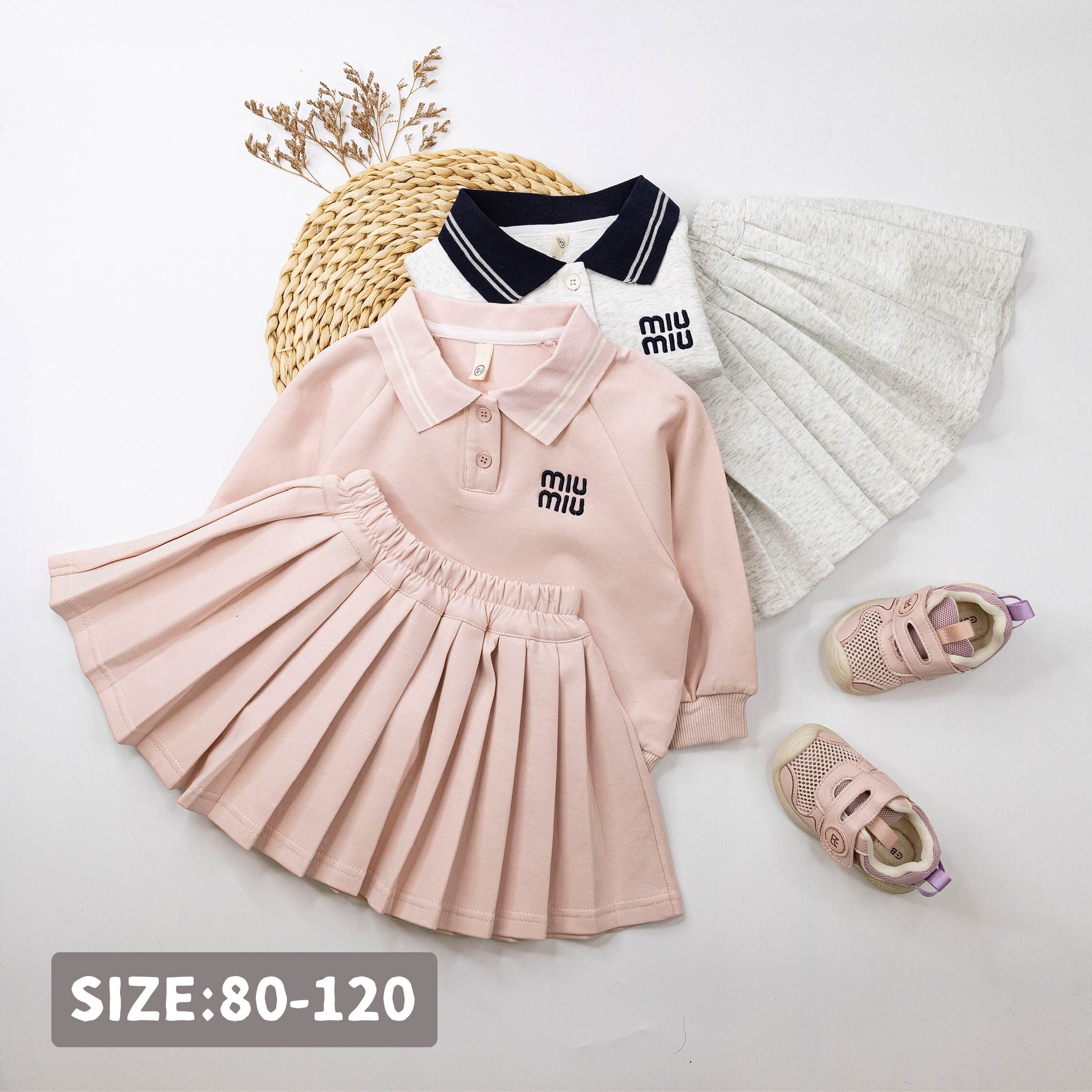 【H55475】學院風字母刺繡翻領套裝＊二色