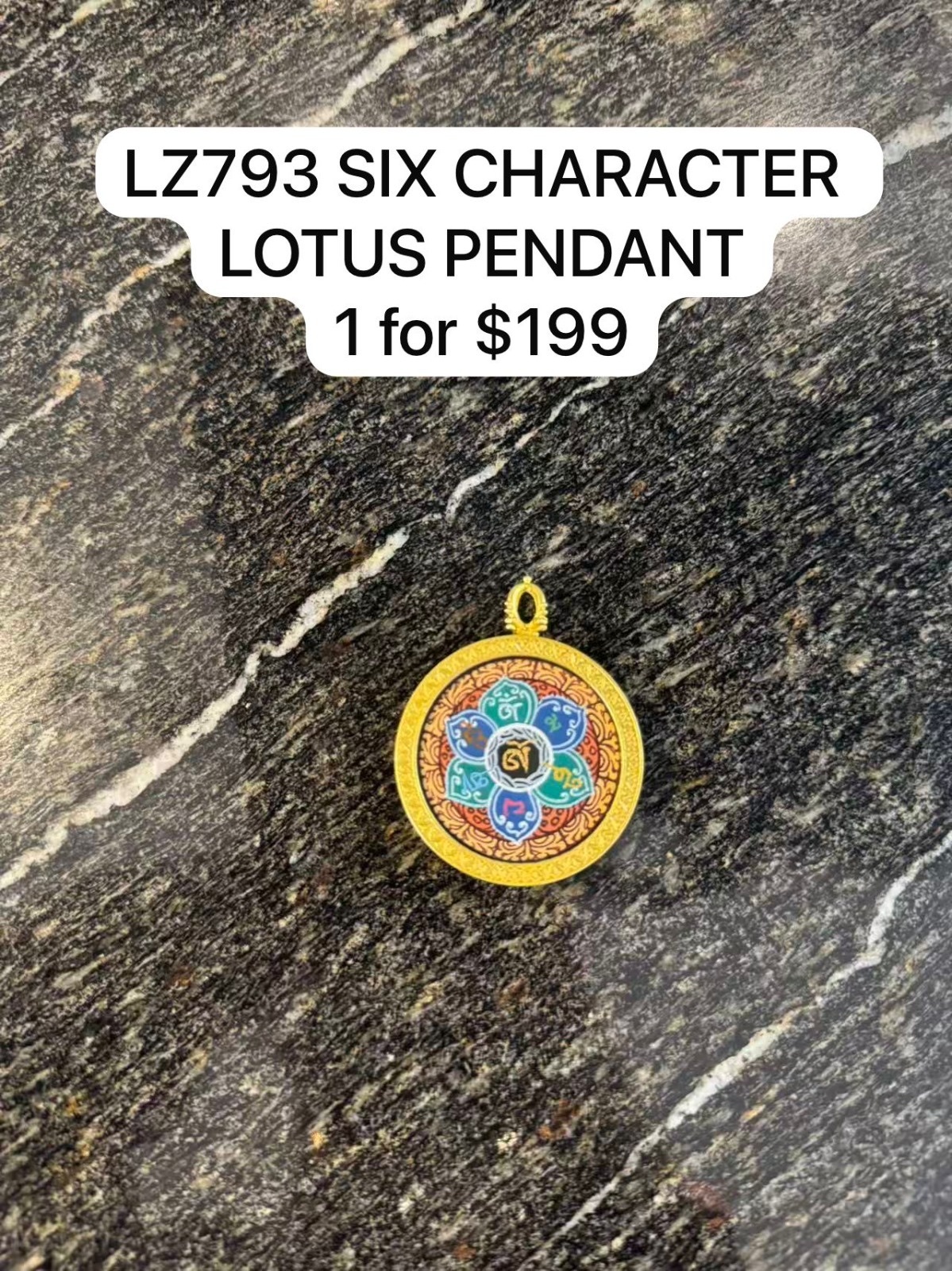 LZ793 SIX CHARACTER LOTUS PENDANT