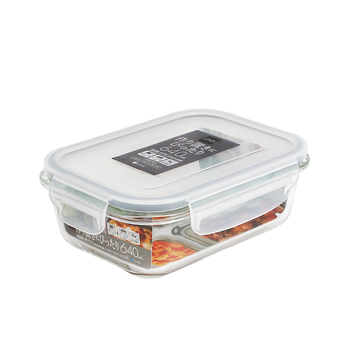 日本品牌 ASVEL UNIX 640ml 長方形玻璃微波爐盒 -4601-N