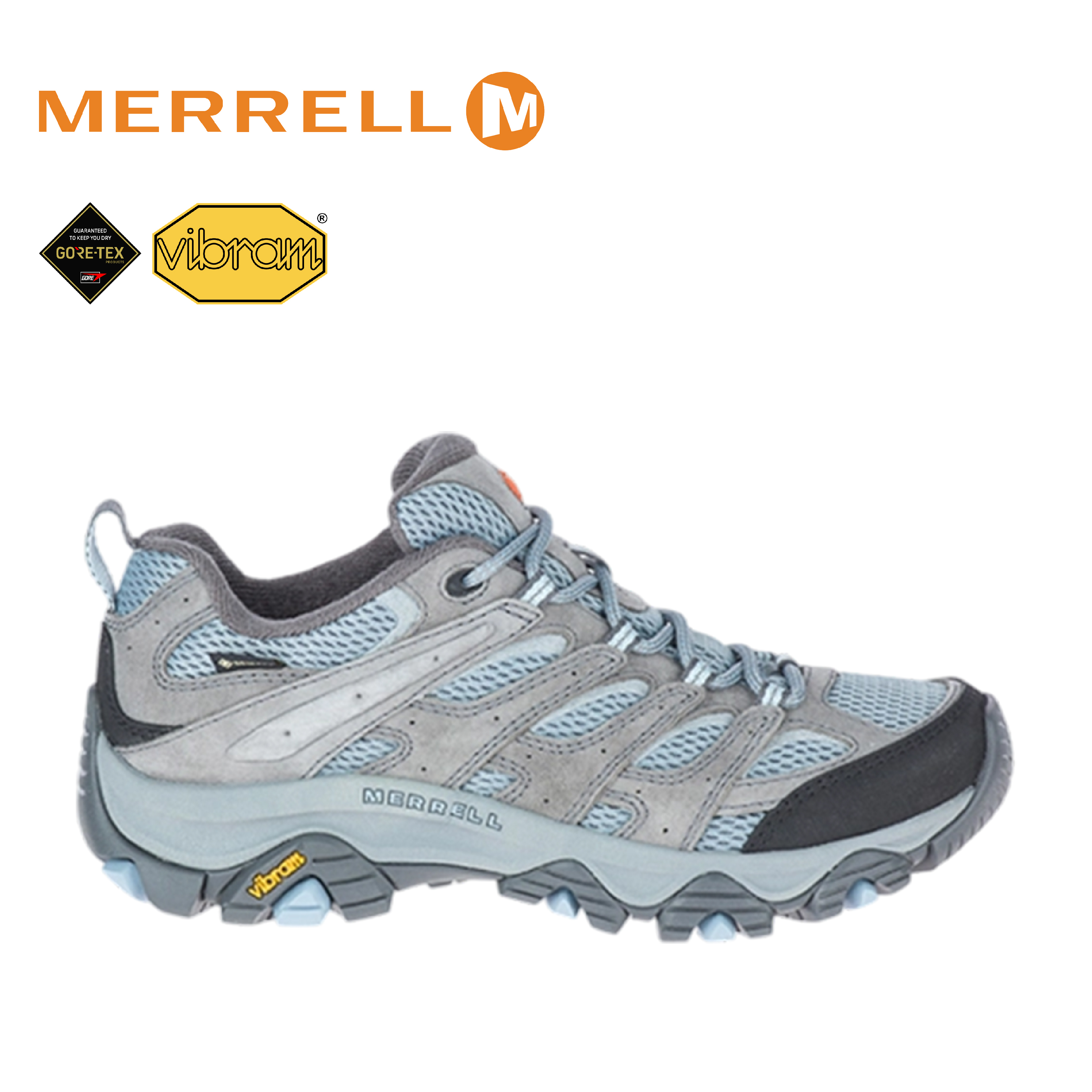 MERRELL 美國 MOAB 3 GORE-TEX 防水多功能健行鞋 女款 (淺灰色/霧藍色)  33ML036324