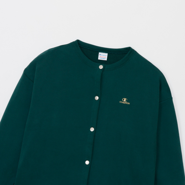 女款-CASUAL 刺繡圓領按扣外套-綠色（CW-C013-552）